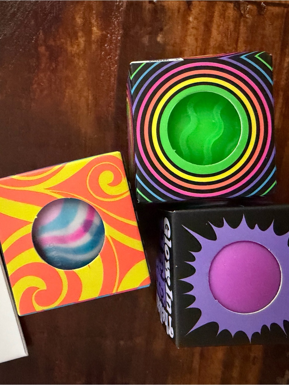 NeeDoh Colorful Squishy Stress Balls Trio - Neon Green, Purple & Swirl Blue-Pink
